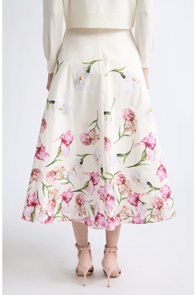 Painted Iris Cotton Poplin Skirt, Alternate, color, PINK/ IVORY