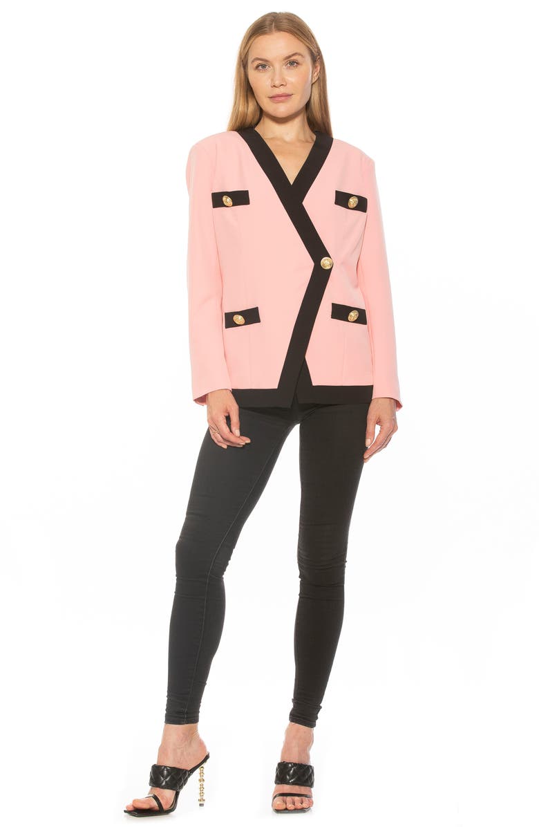 Alexia Admor Emele Oversize Contrast Trim Blazer, Alternate, color, Pink/ Black