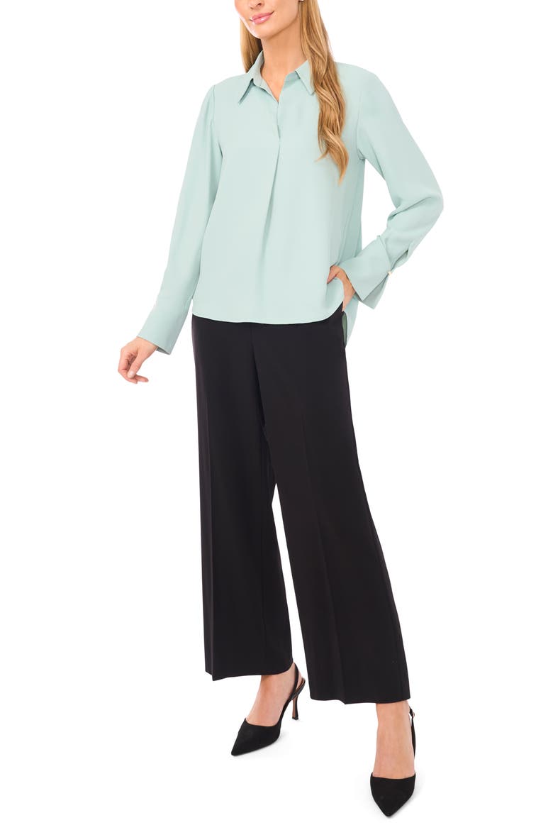 Split Cuff Button-Up Top, Alternate, color, AQUA MALIGNE