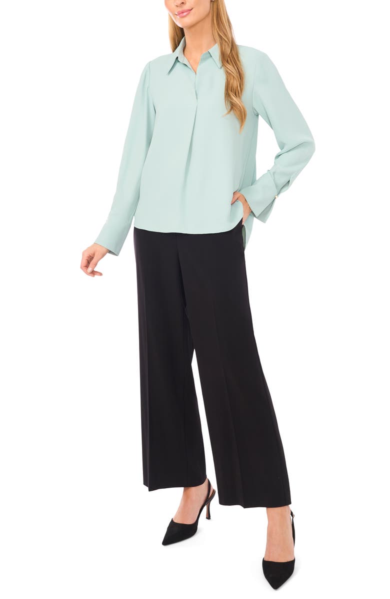 Halogen<sup>®</sup> Split Cuff Button-Up Top, Alternate, color, Aqua Maligne