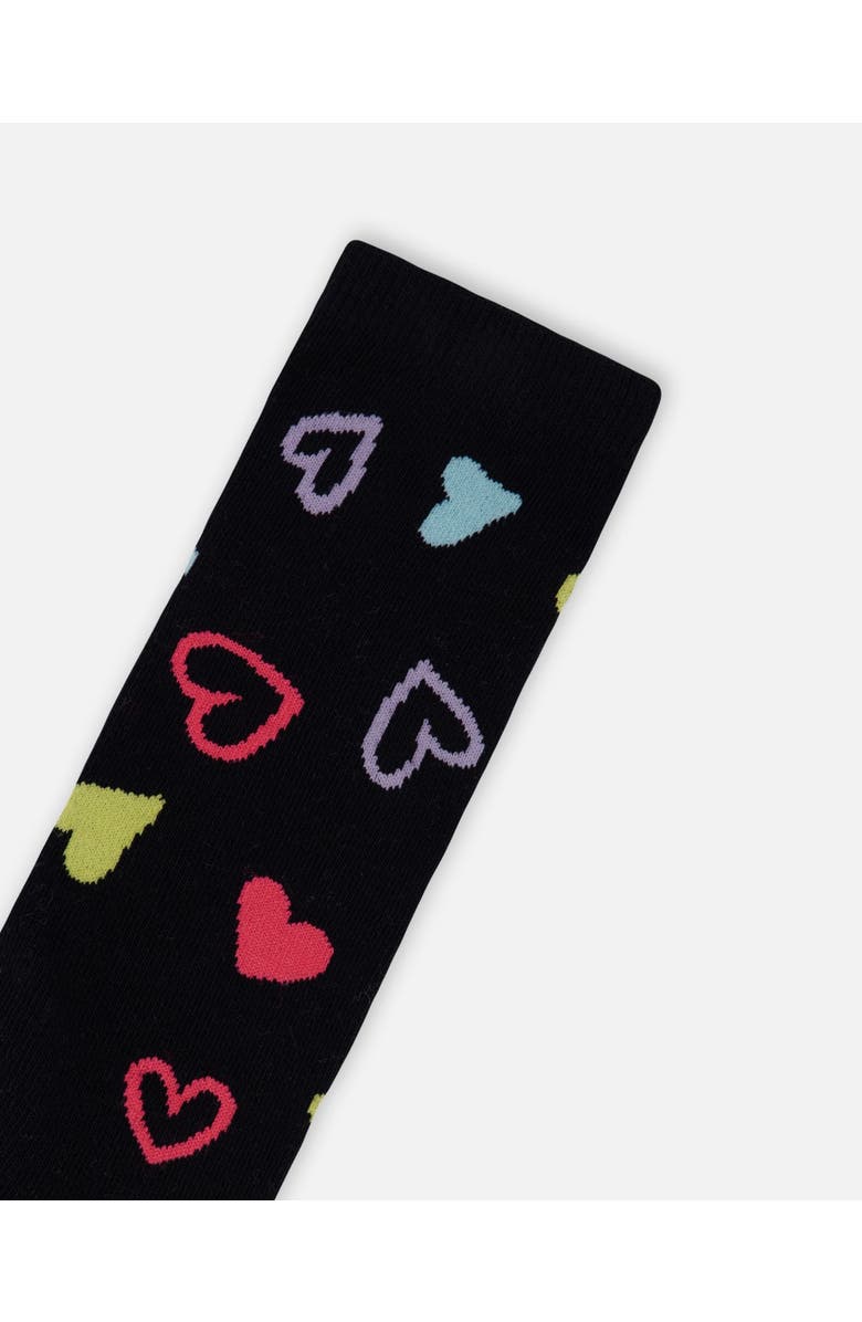 Deux par Deux Girl 3-Pack Knit Socks, Alternate, color, Black And Multicolor