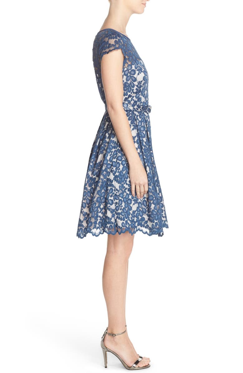 Eliza J Belted Fit & Flare Dress, Alternate, color,