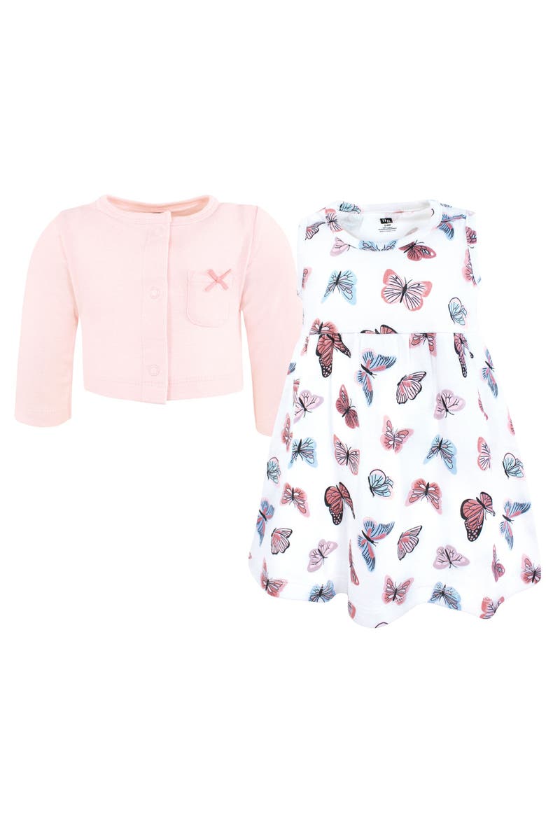 Soft Cotton Dress With Coordinating Cardigan, Alternate, color, Sweet Butterflies