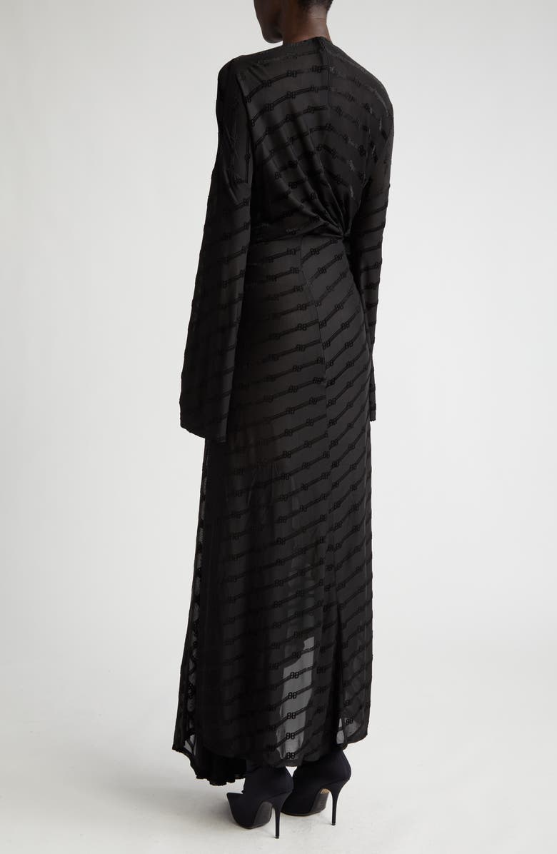 Balenciaga BB Tie Front Long Sleeve Dress, Alternate, color,