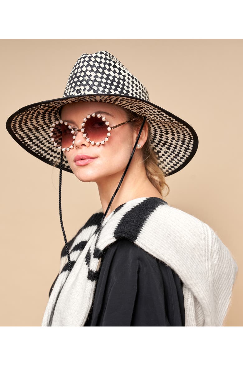 Lele Sadoughi Check Straw Sun Hat, Alternate, color,