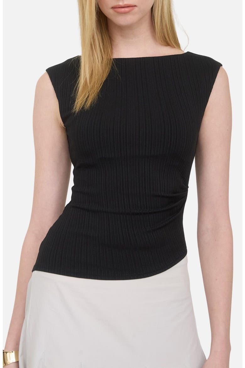 Ribbed Ruched Top, Main, color, BLACK