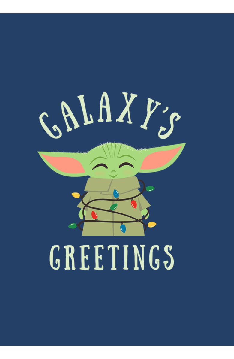 Star Wars Boy's Star Wars The Mandalorian Christmas The Child Greetings  Pull Over Hoodie, Alternate, color, Navy Blue Heather