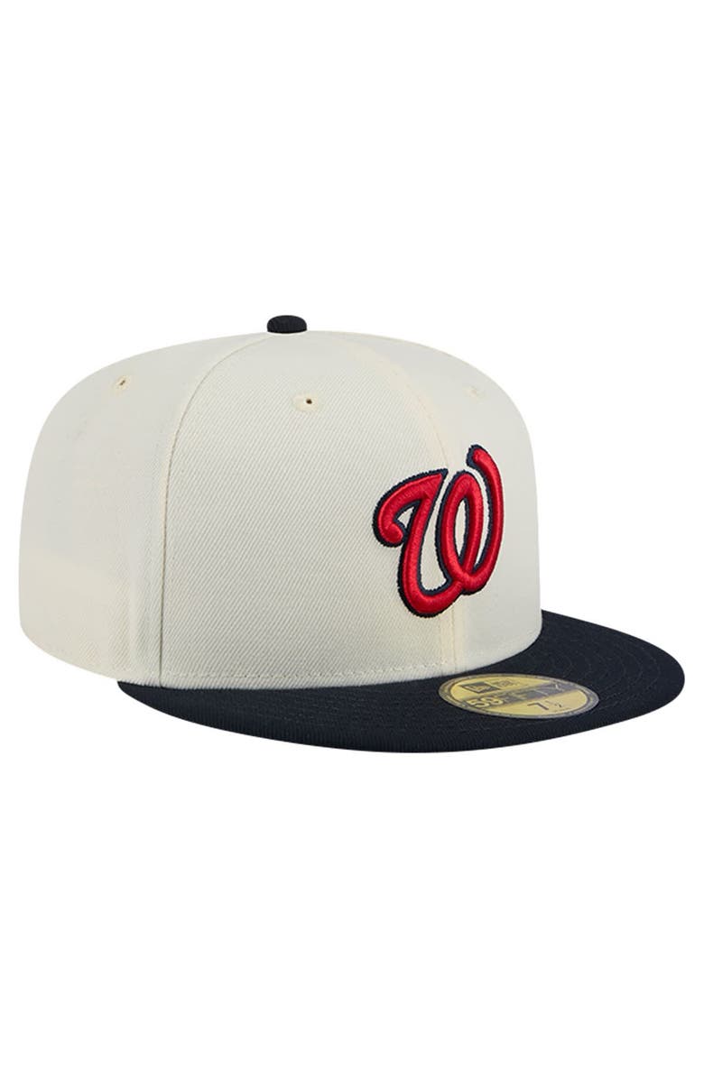 New Era Men's New Era White Washington Nationals Evergreen Chrome 59FIFTY Fitted Hat, Alternate, color,