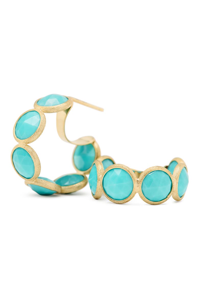 Jaipur Color Turquoise Hoop Earrings, Alternate, color, GOLD