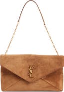 Saint Laurent Large Envelope Suede Pouch on Chain