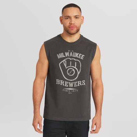 Men's Darius Rucker Collection by Fanatics  Charcoal Milwaukee Brewers Muscle Tank Top