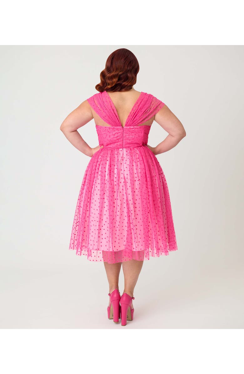 Unique Vintage Plus Size Garden State Swing Dress, Alternate, color, Pink W/Tiny Hearts