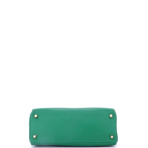 Pre-owned Hermes Hermes Kelly Handbag Green Evercolor With Gold Hardware 28 In Green