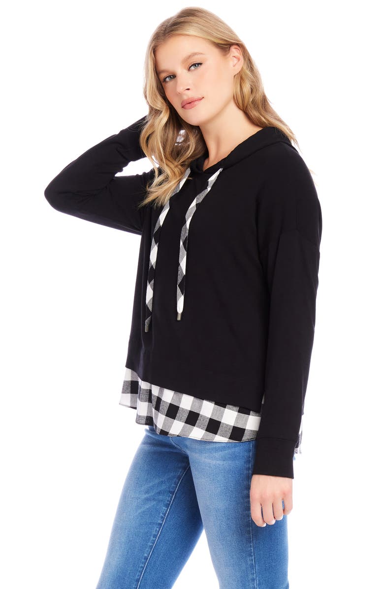 Karen Kane Contrast Hem Hoodie, Alternate, color, 