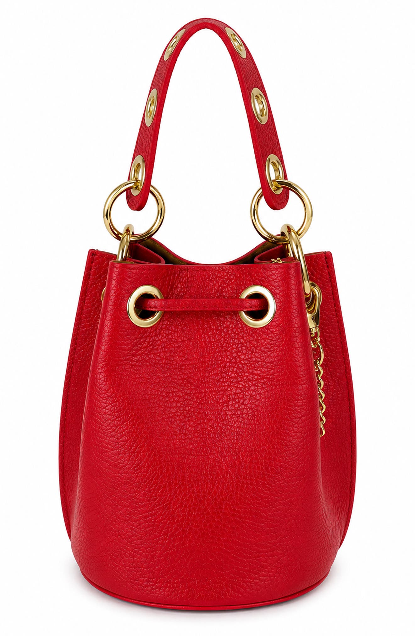 Paolina Studded Leather Bucket Bag, Alternate, color, BURGUNDY
