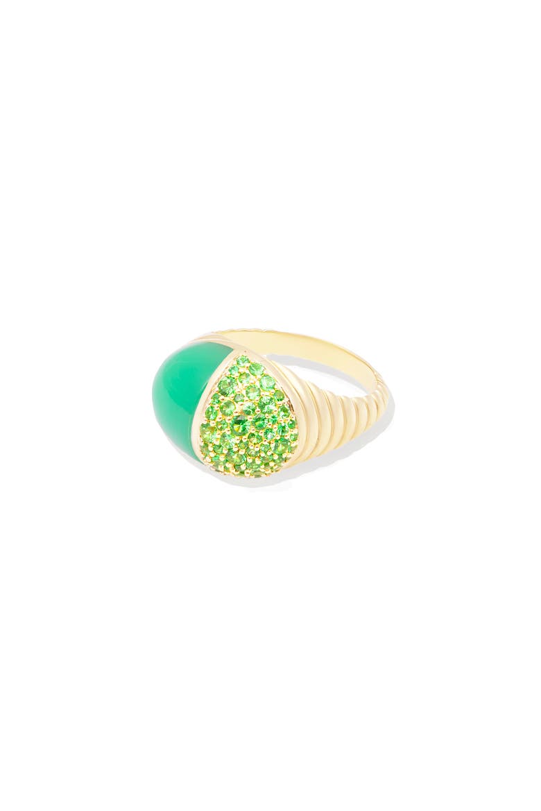 Found Cap Cocktail Ring, Alternate, color, Chrysoprase & Tsavorite-Gold