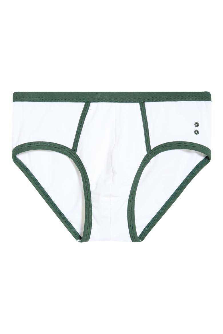 Sports Y-Front Stretch Cotton Briefs, Alternate, color, WHITE / GREEN COURT