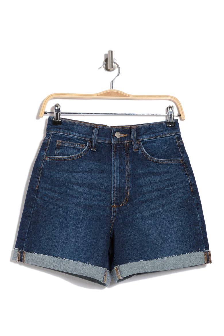 Cuffed High Waist Mid Thigh Denim Shorts, Alternate, color, LATVIA