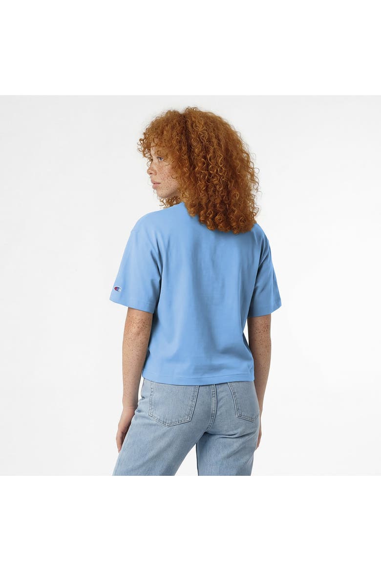 Women's Champion  Light Blue Columbia University Waist Length Wordmark T-Shirt, Alternate, color, Light Blue