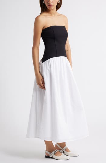 Curved Waist Strapless Maxi Dress