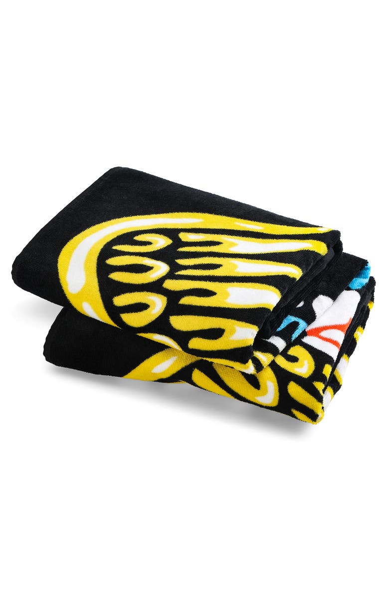 Von Dutch Iconic Y2K 100% Cotton 30"x60" Beach Towel | Hot Pink Cheetah, Alternate, color, Flying Eyeball