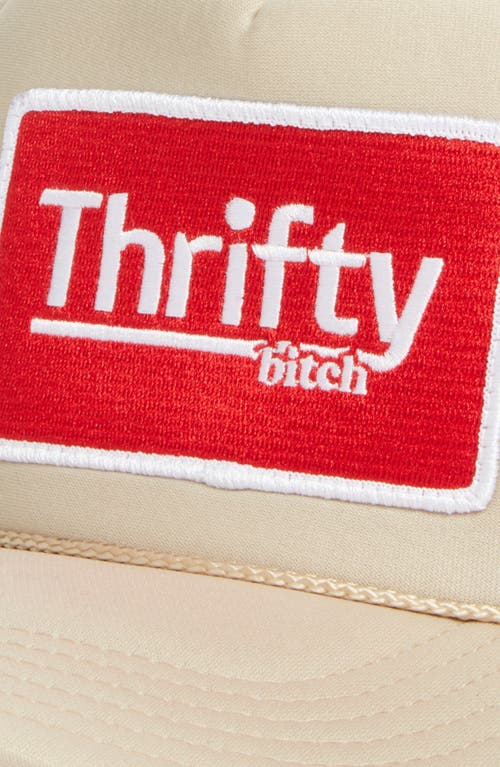 Friday Feelin ' Thrifty Patch Trucker Hat In Tan