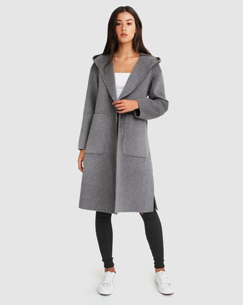 Walk this way wool blend hooded coat new arrivals