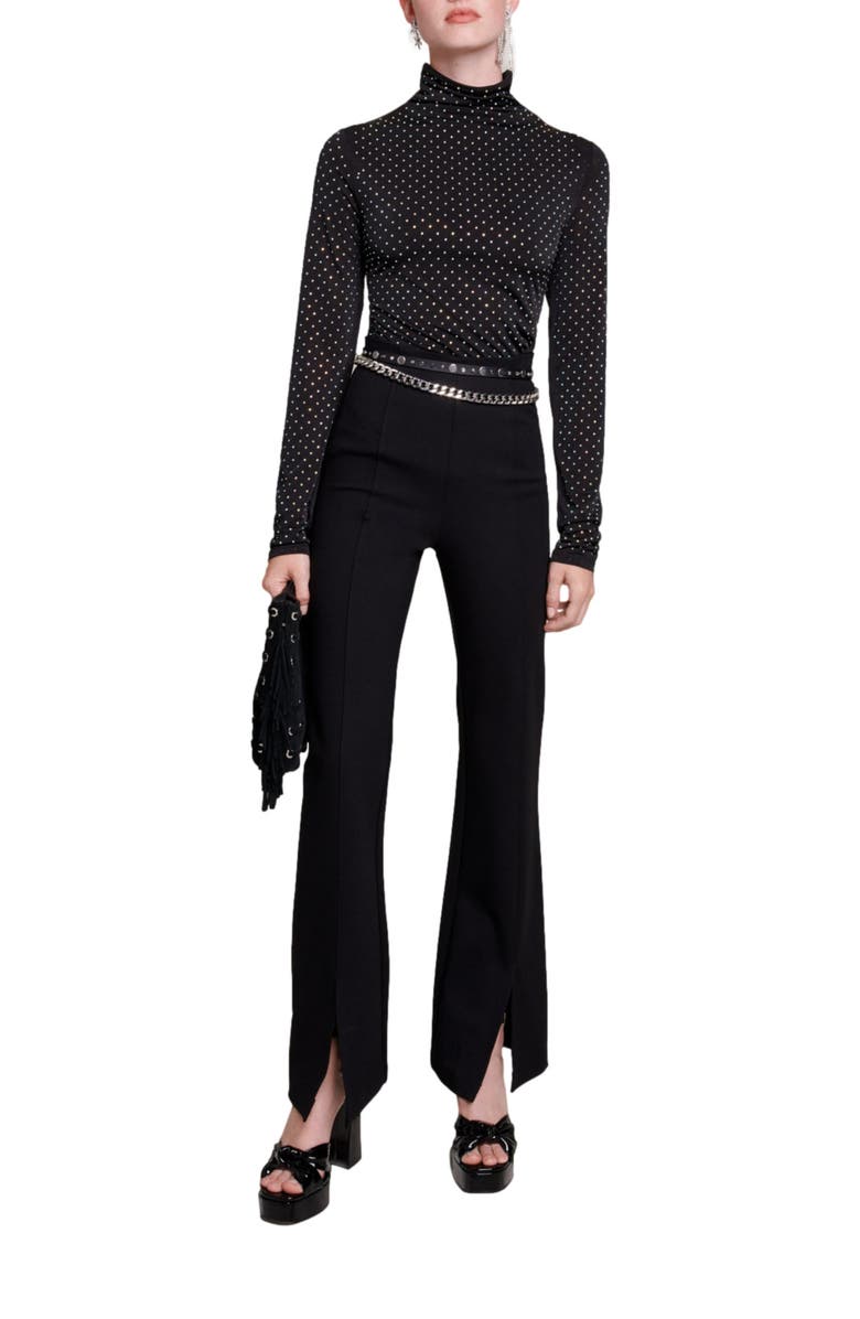 maje Black slim-fit trousers with slits, Alternate, color, 