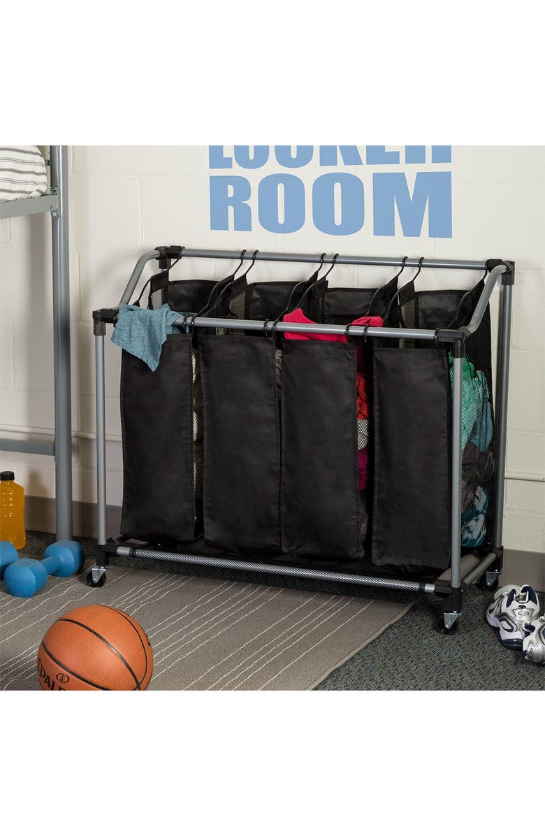 HONEY-CAN-DO Deluxe Mesh Bags Quad Sorter, Alternate, color, Steel Black