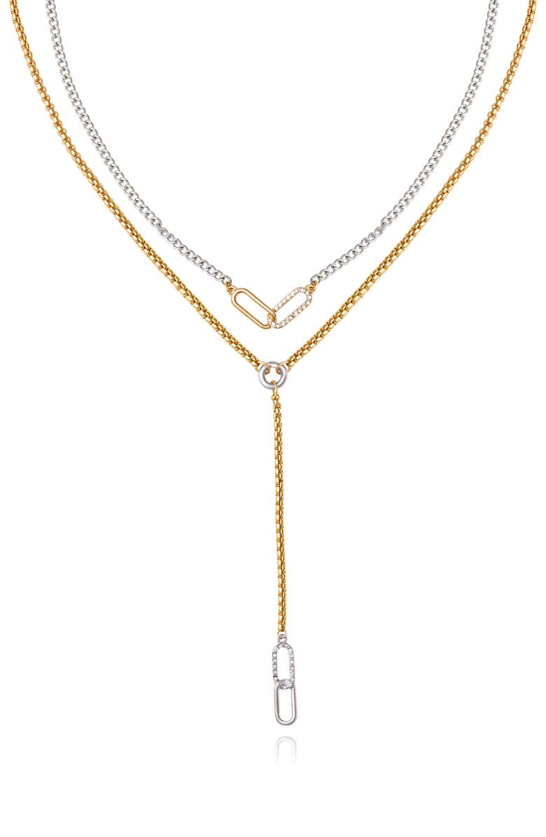 Vince Camuto Two-Tone Layered Y-Necklace, Alternate, color, Gold Tone
