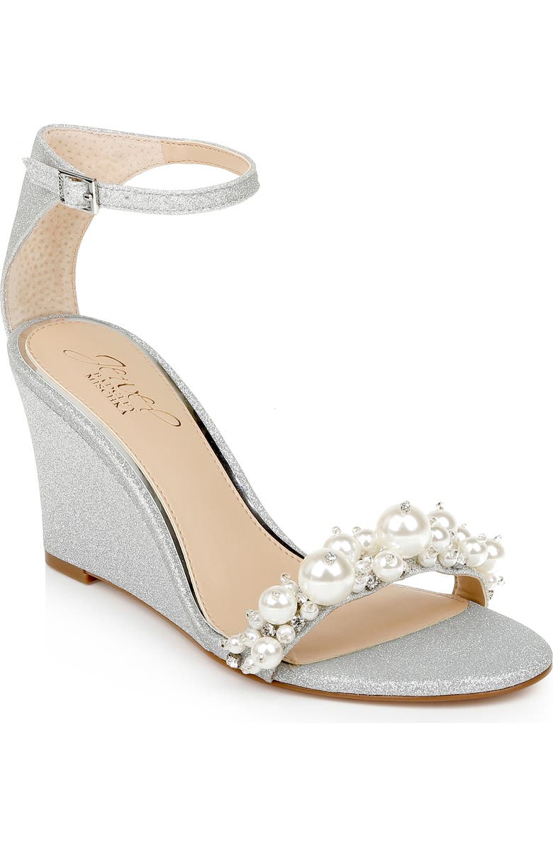 Jewel Badgley Mischka Laurence Ankle Strap Wedge Sandal, Main, color,