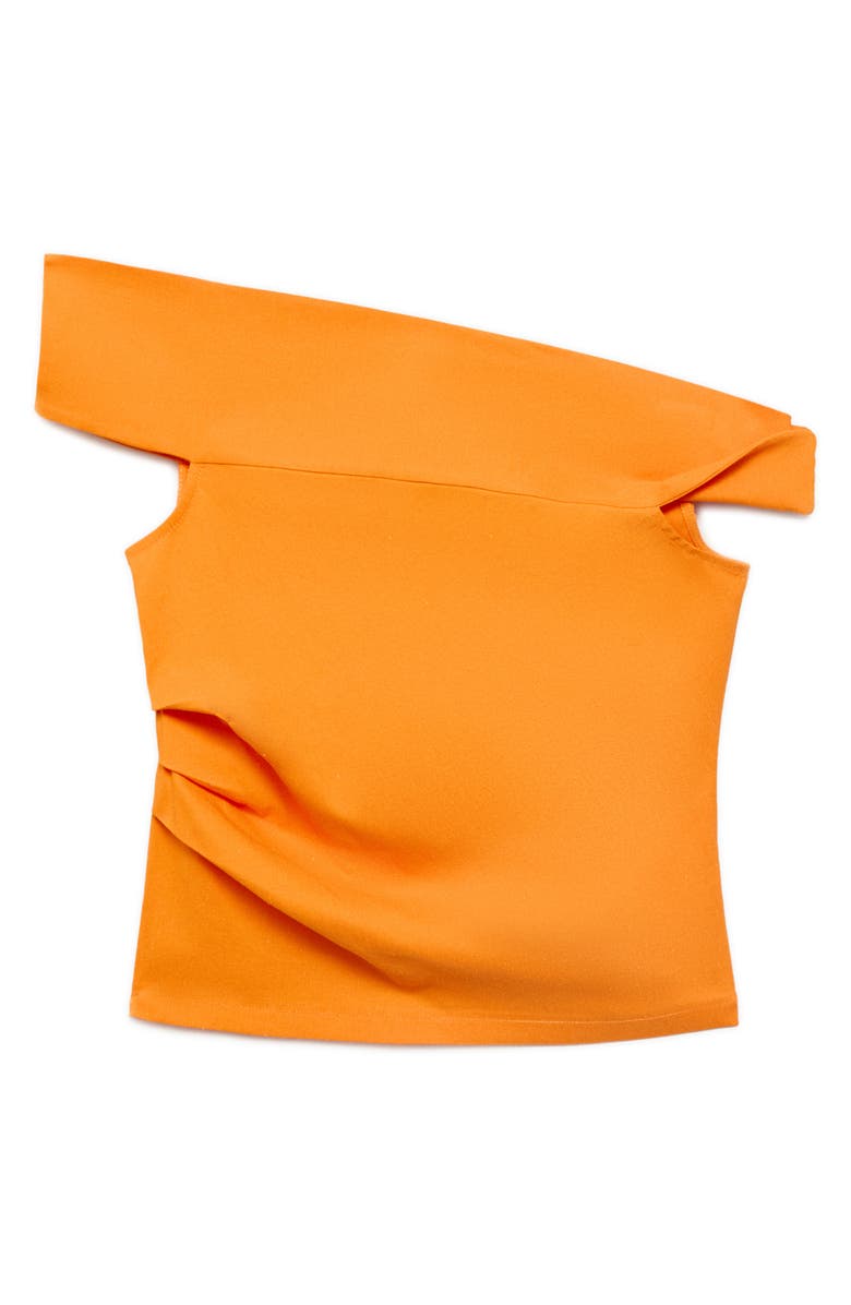 MANGO Pleated One-Shoulder Top, Alternate, color, Orange