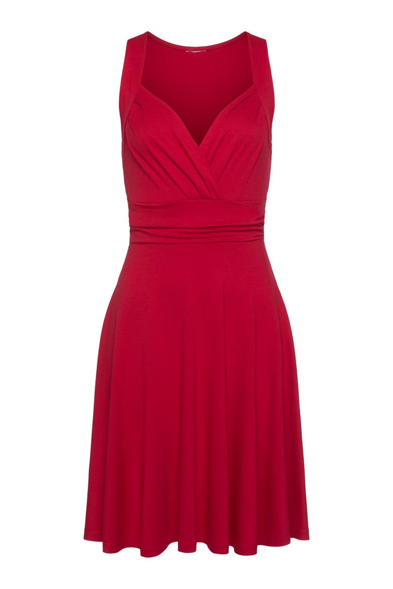 Sleeveless Wrap Look Dress, Alternate, color, Red