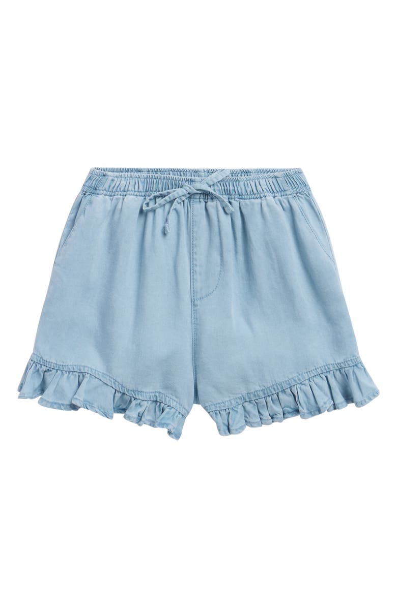 Tractr Kids' Chambray Ruffle Hem Shorts, Main, color, Indigo