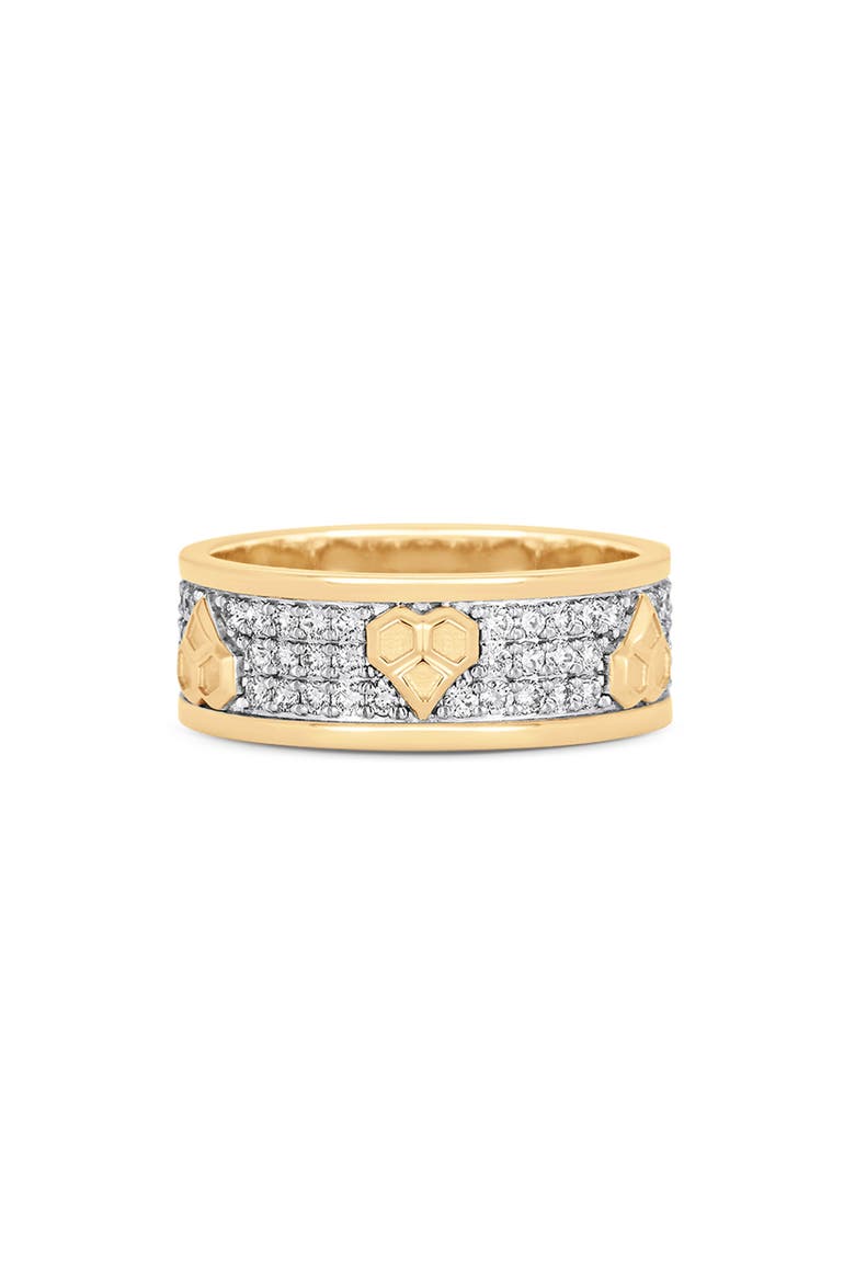 Honey Comb Heart Pavé Diamond Ring, Main, color, YELLOW GOLD/ DIAMOND