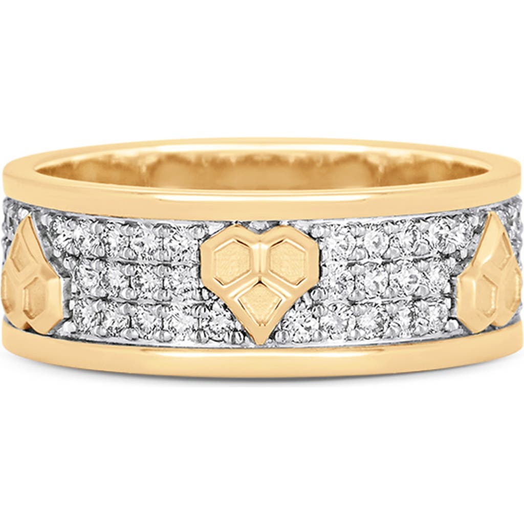 Sara Weinstock Honey Comb Heart Pavé Diamond Ring In Yellow Gold