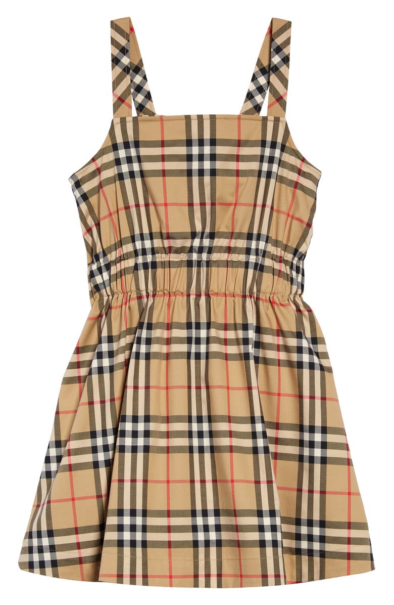 Burberry Kids' Sigourney Check Stretch Cotton Sundress, Main, color,