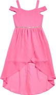 Rare Editions Kids' Glitter Cold Shoulder Party Dress