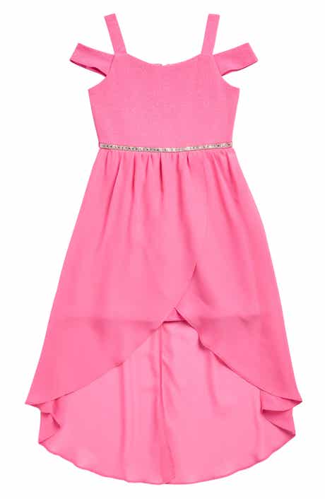 Rare Editions Kids' Glitter Cold Shoulder Party Dress