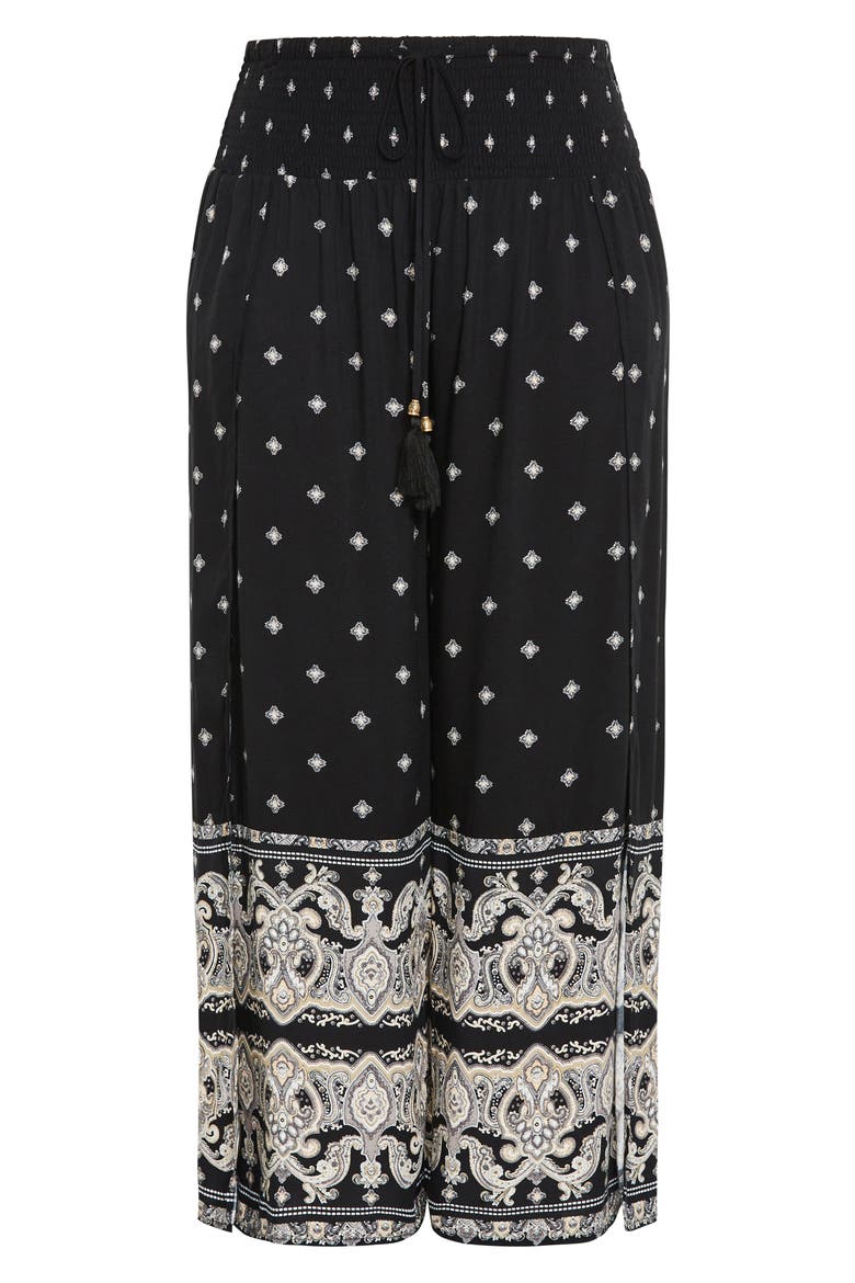 Sky Print Wide Leg Pants, Alternate, color, BLACK WILD LOVE