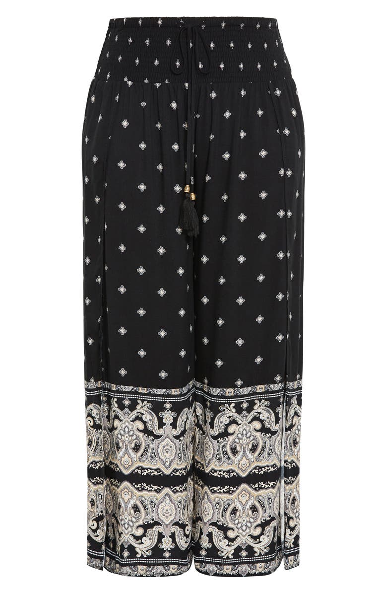 City Chic Sky Print Wide Leg Pants, Alternate, color, Black Wild Love
