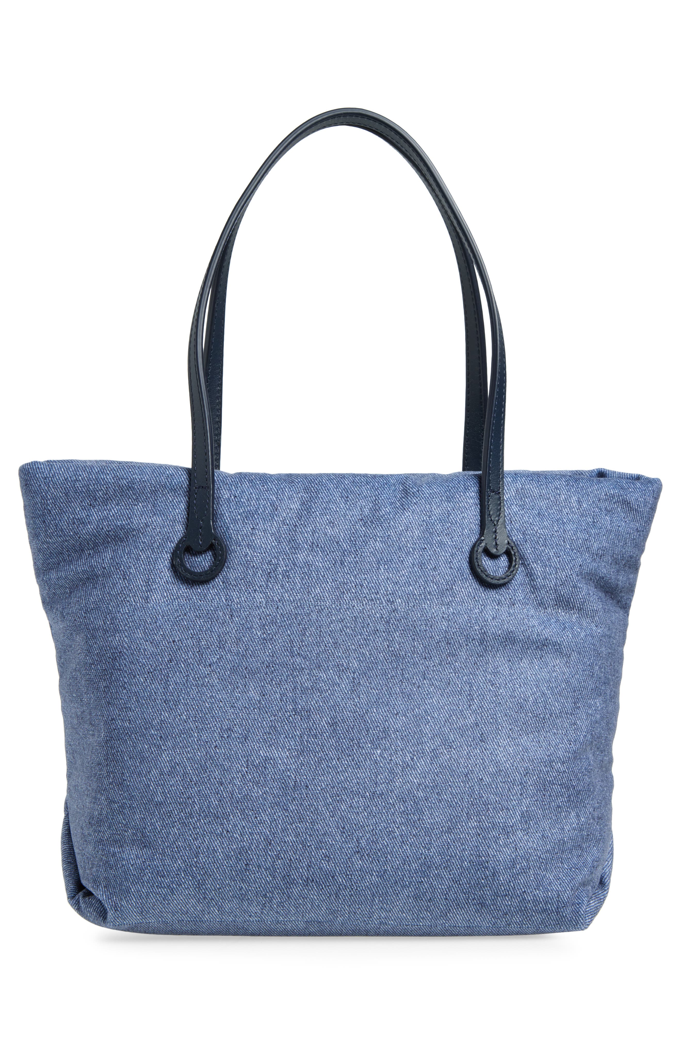 JW Anderson Small Anchor Puffy Denim Tote, Alternate, color, 