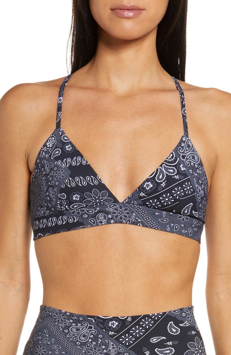 Alo Vapor Bandana Print Sports Bra, Main, color, 
