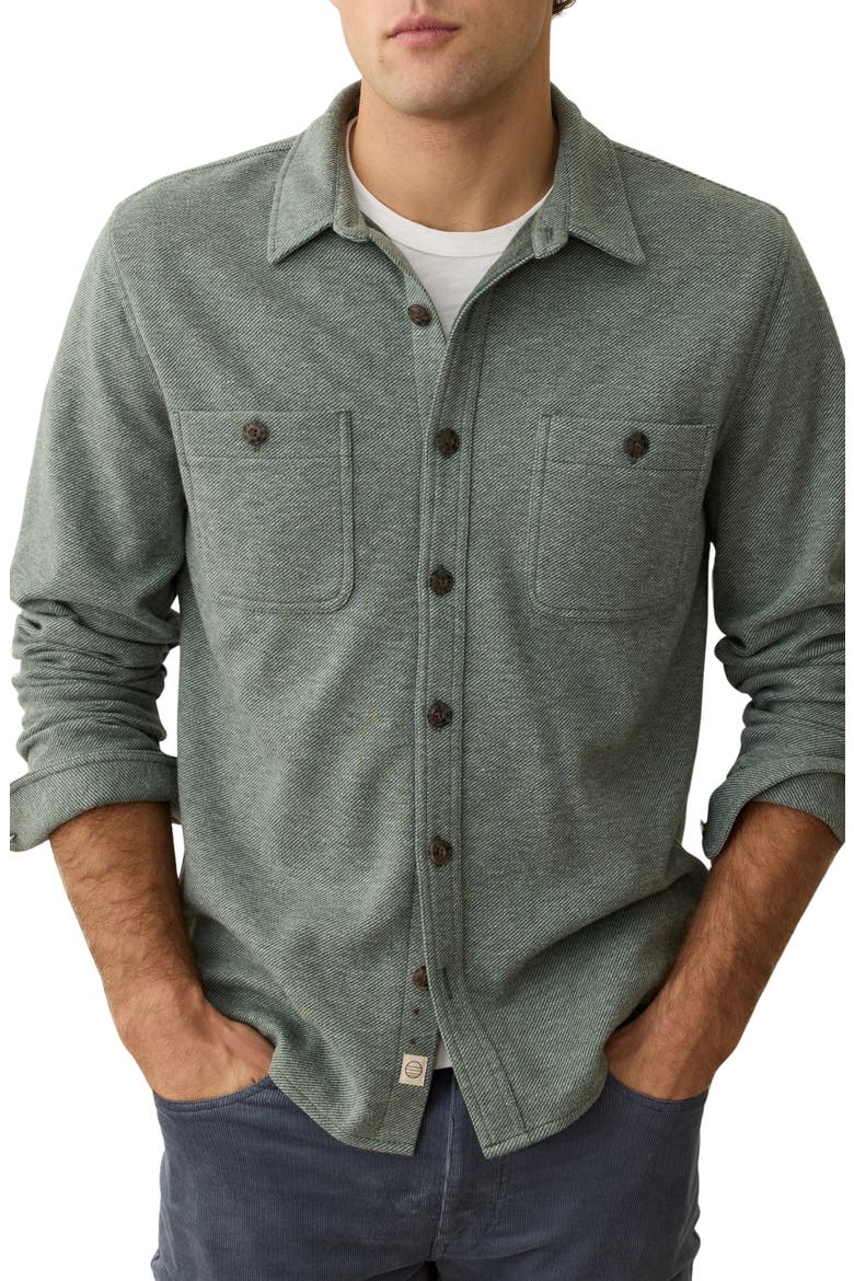Pacifica Knit Flannel Button-Up Overshirt, Main, color, OLIVE