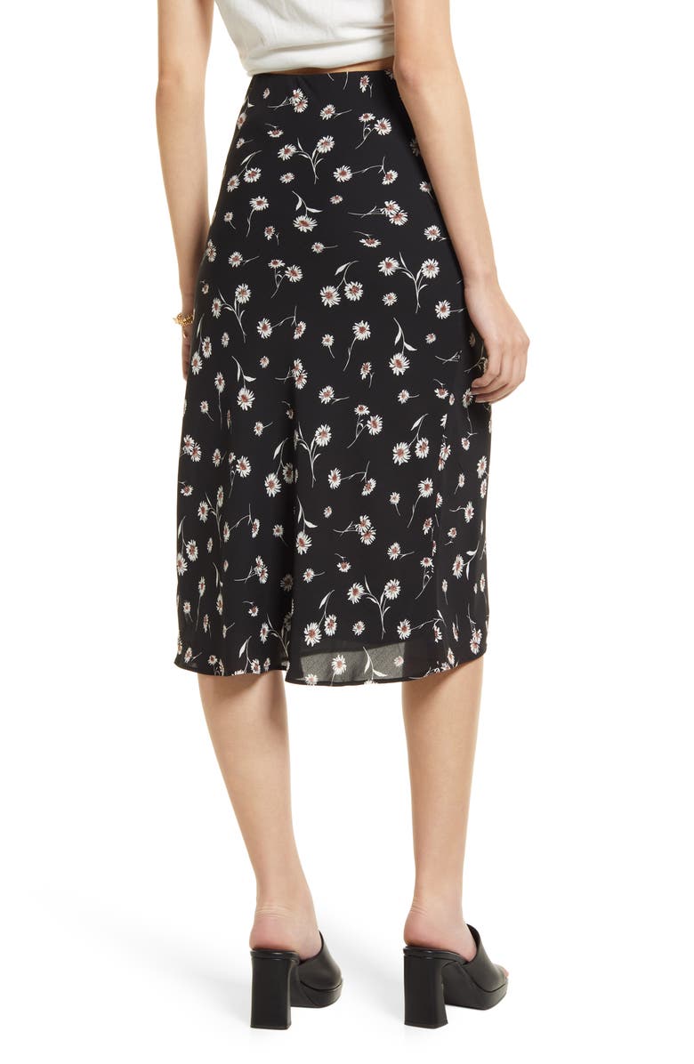 BP. Floral Print Side Slit Midi Skirt, Alternate, color,