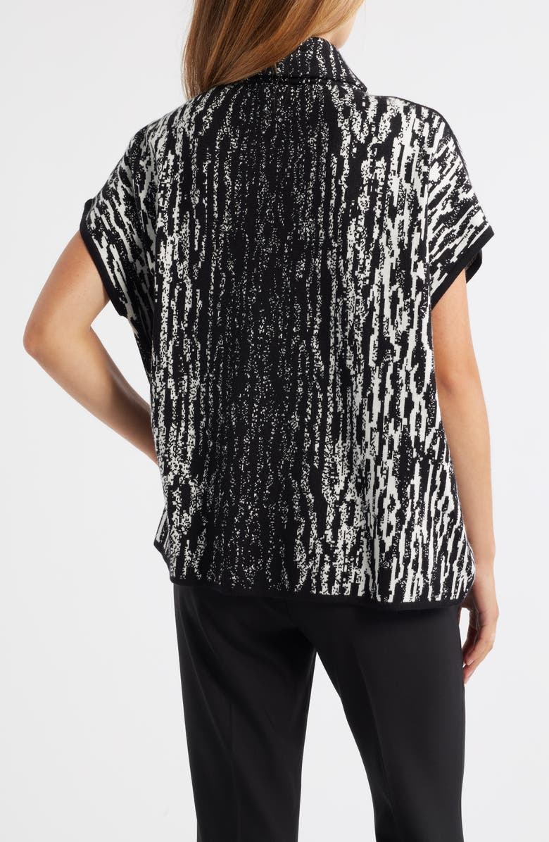 Anne Klein Animal Stripe Short Sleeve Tunic Sweater, Alternate, color, 