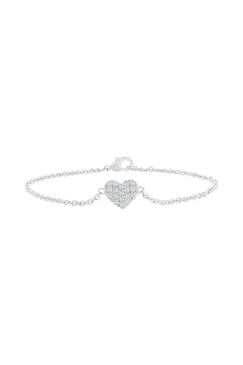 Crystal Heart Bracelet, Main, color, Silver
