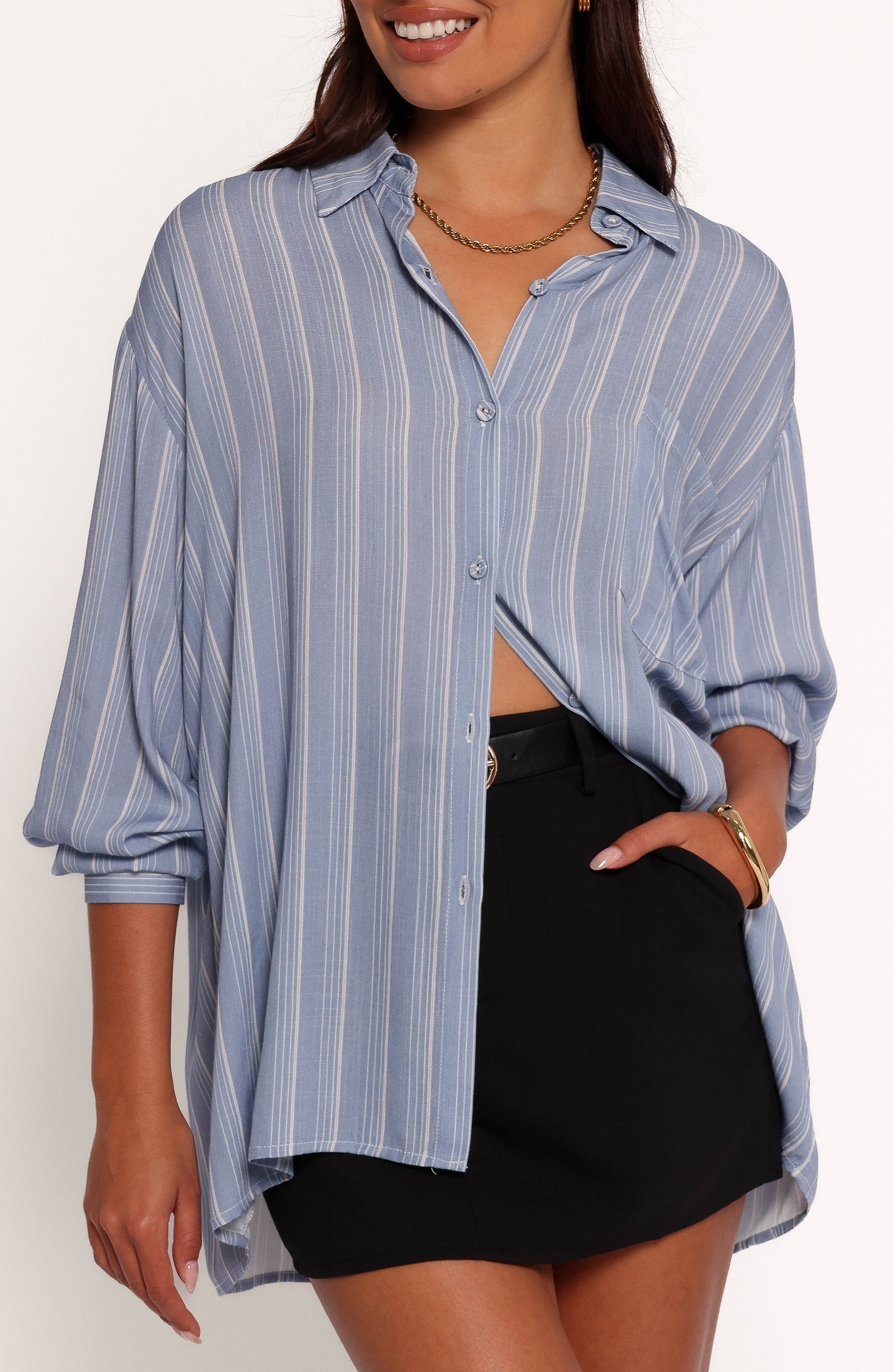 buttoned petal sleeve top