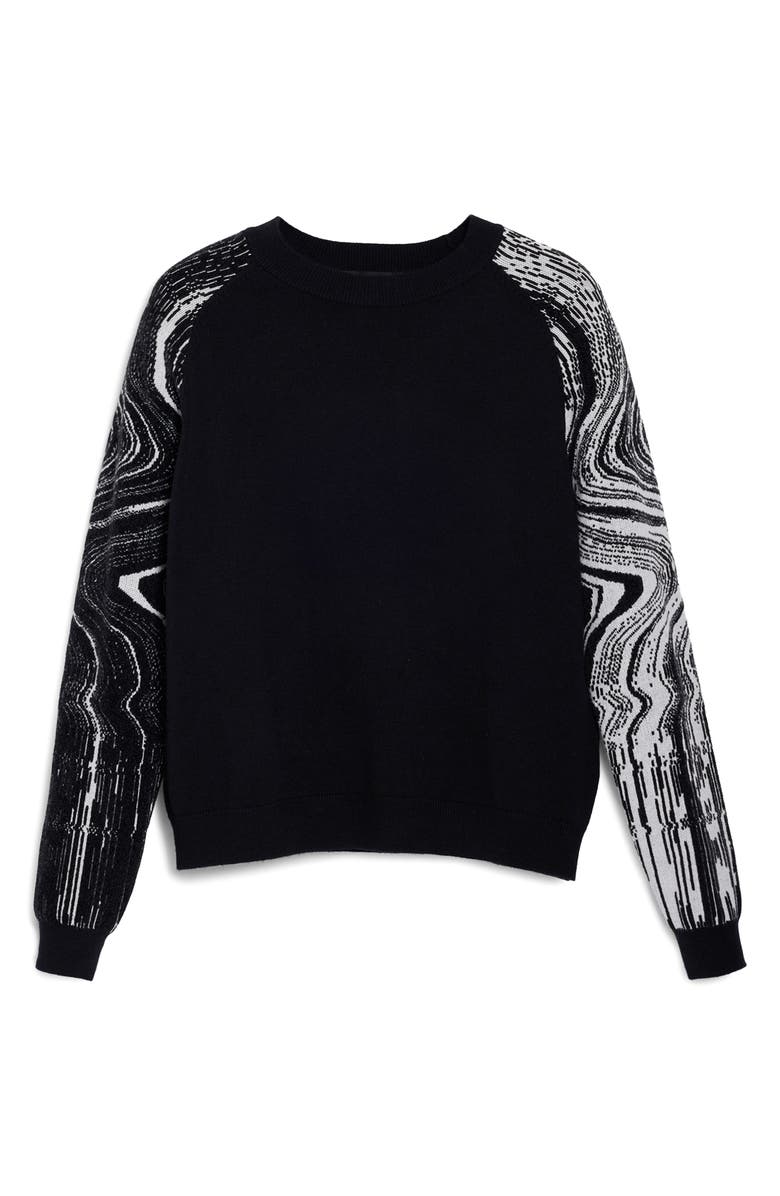 Desigual Swirl Raglan Sleeve Crewneck Sweater, Alternate, color, Black