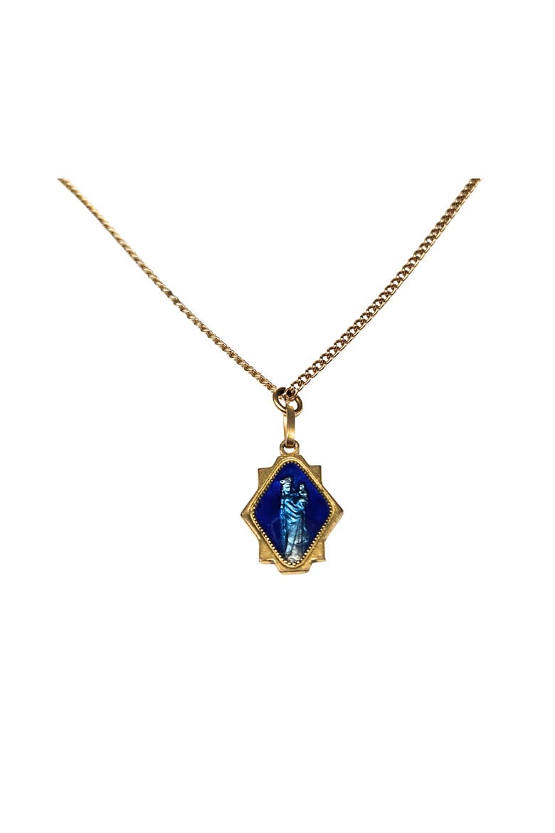 Vintage Virgin Mary Miraculous Pendant Necklace, Alternate, color, gold